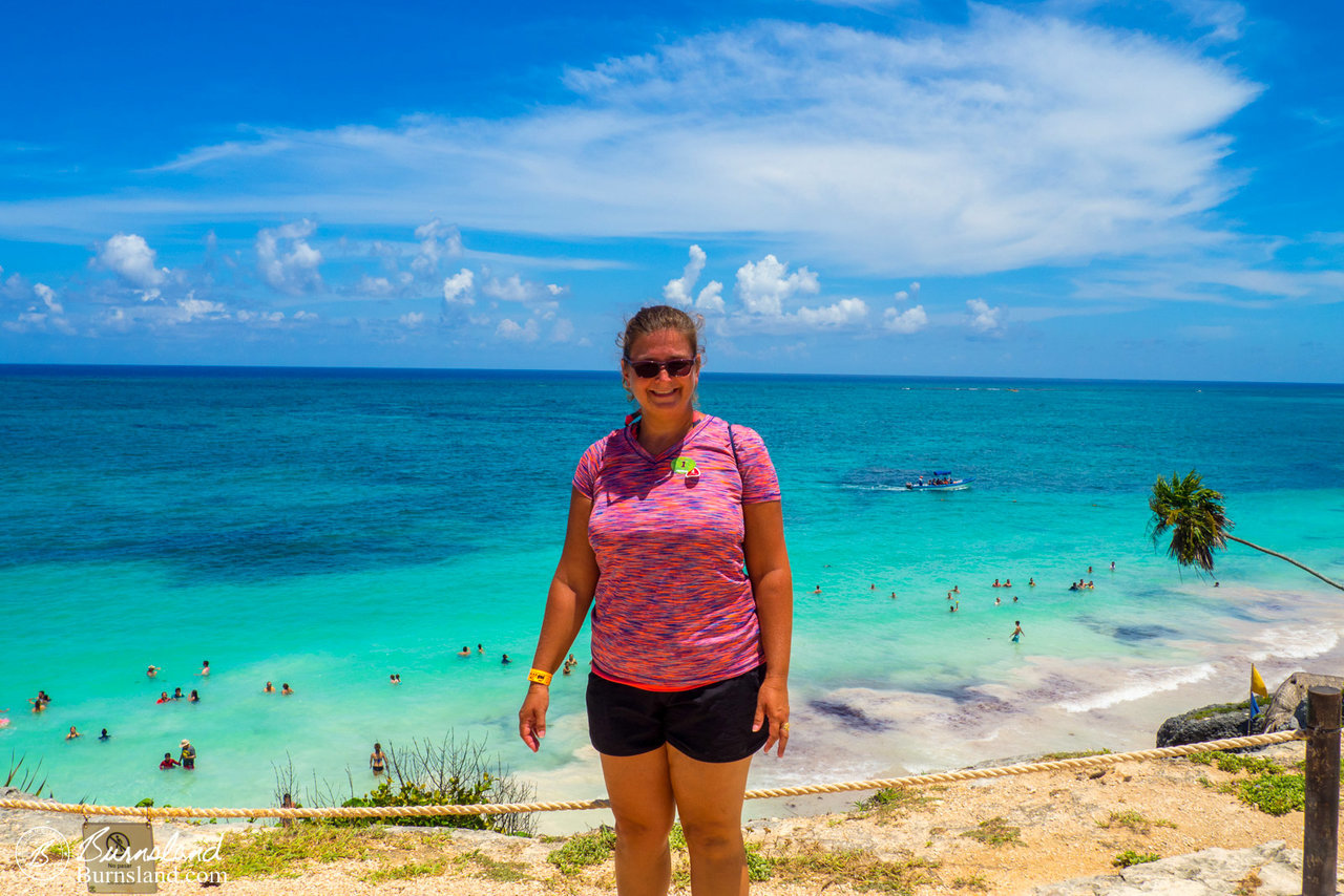 Laura with a nice view of the beach behind her.