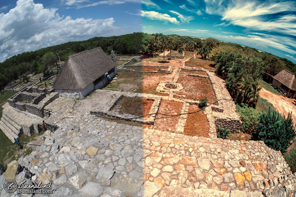 Xcambo ruins in Mexico - before and after